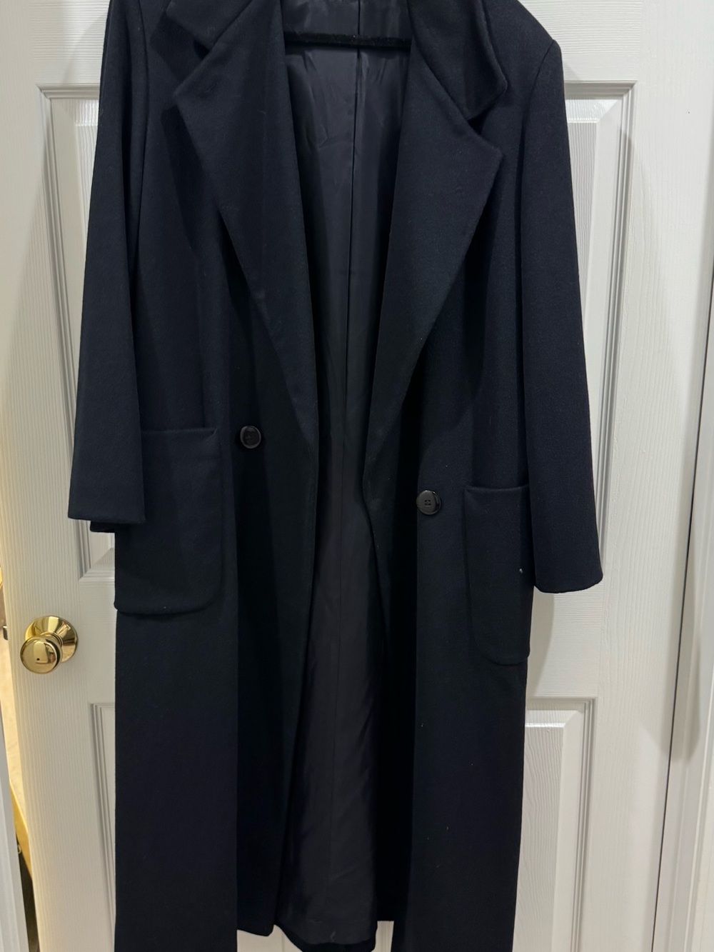 Vintage Casual Corner Black Long Overcoat - Classic Tailored Coat